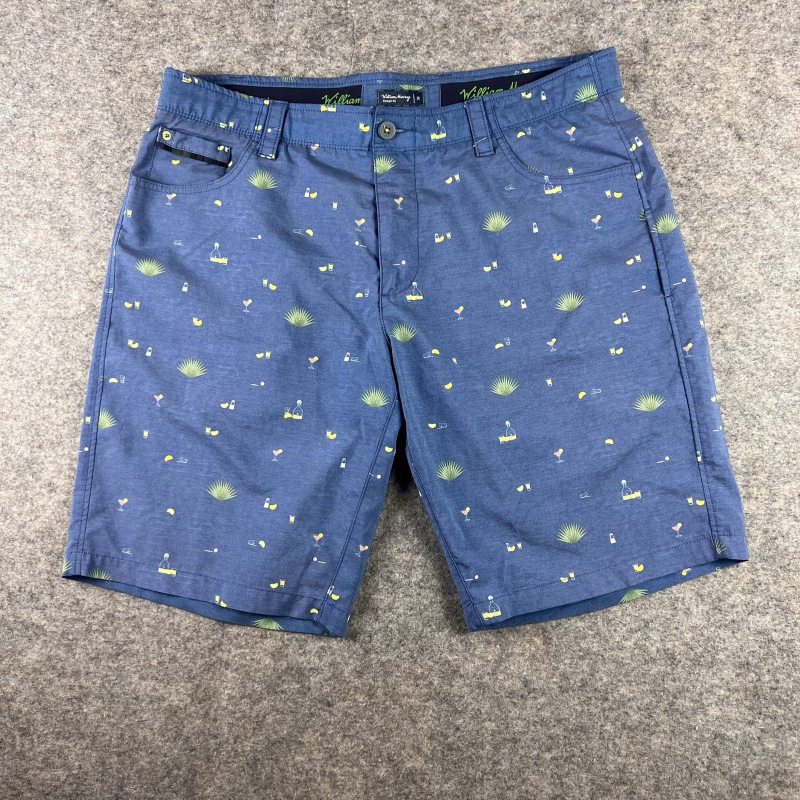 William Murray Golf Shorts Mens Size 36 Blue Chino Cocktails Stretch Performance
